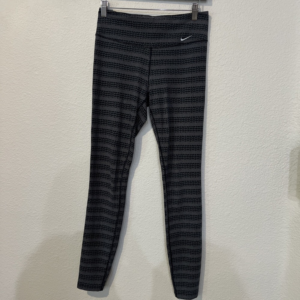 Nike Dri Fit Legend Leggings Zig Zag Dot BLACK 725112-010 Women's SMALL
